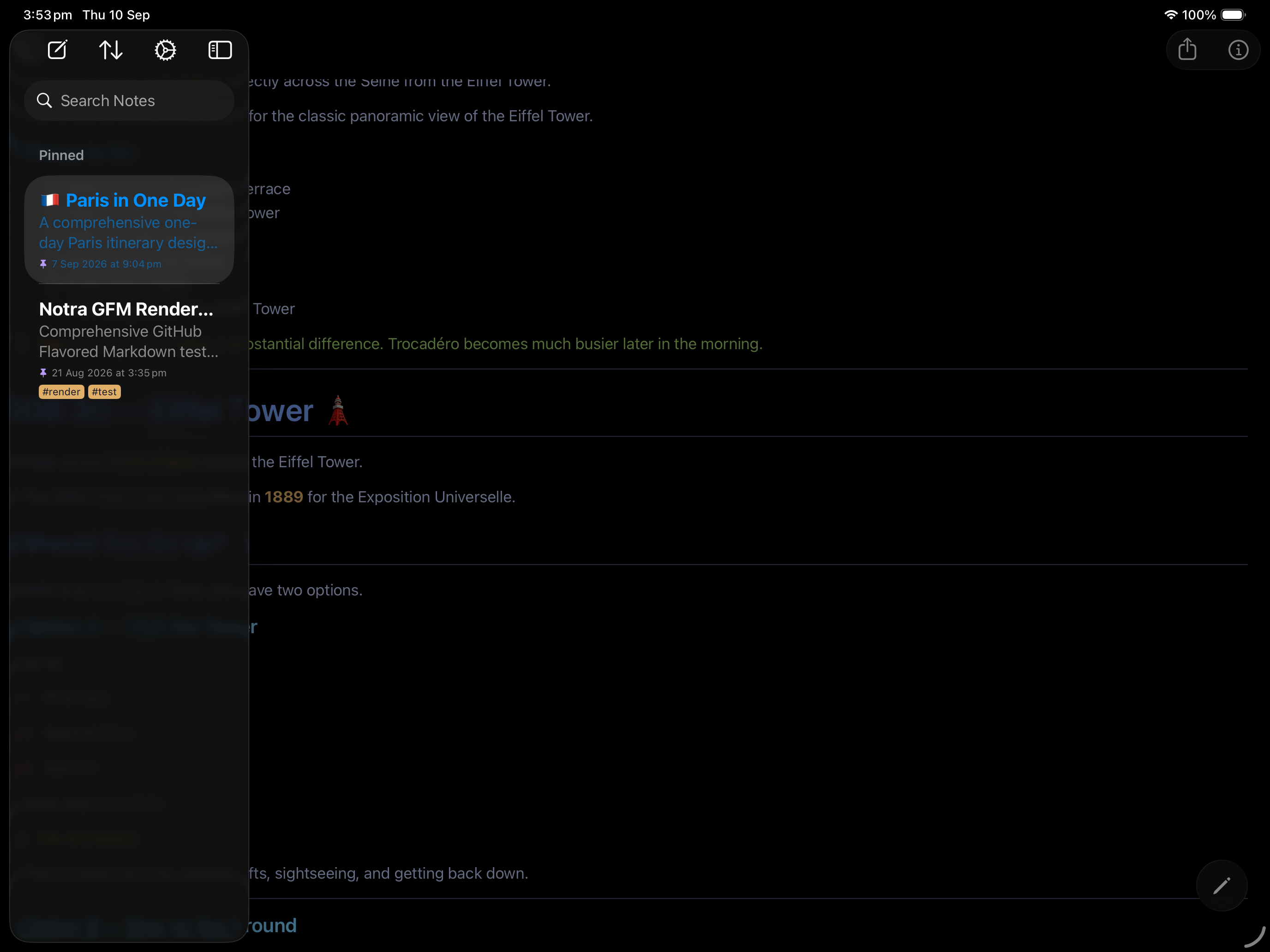 Notra on iPad
