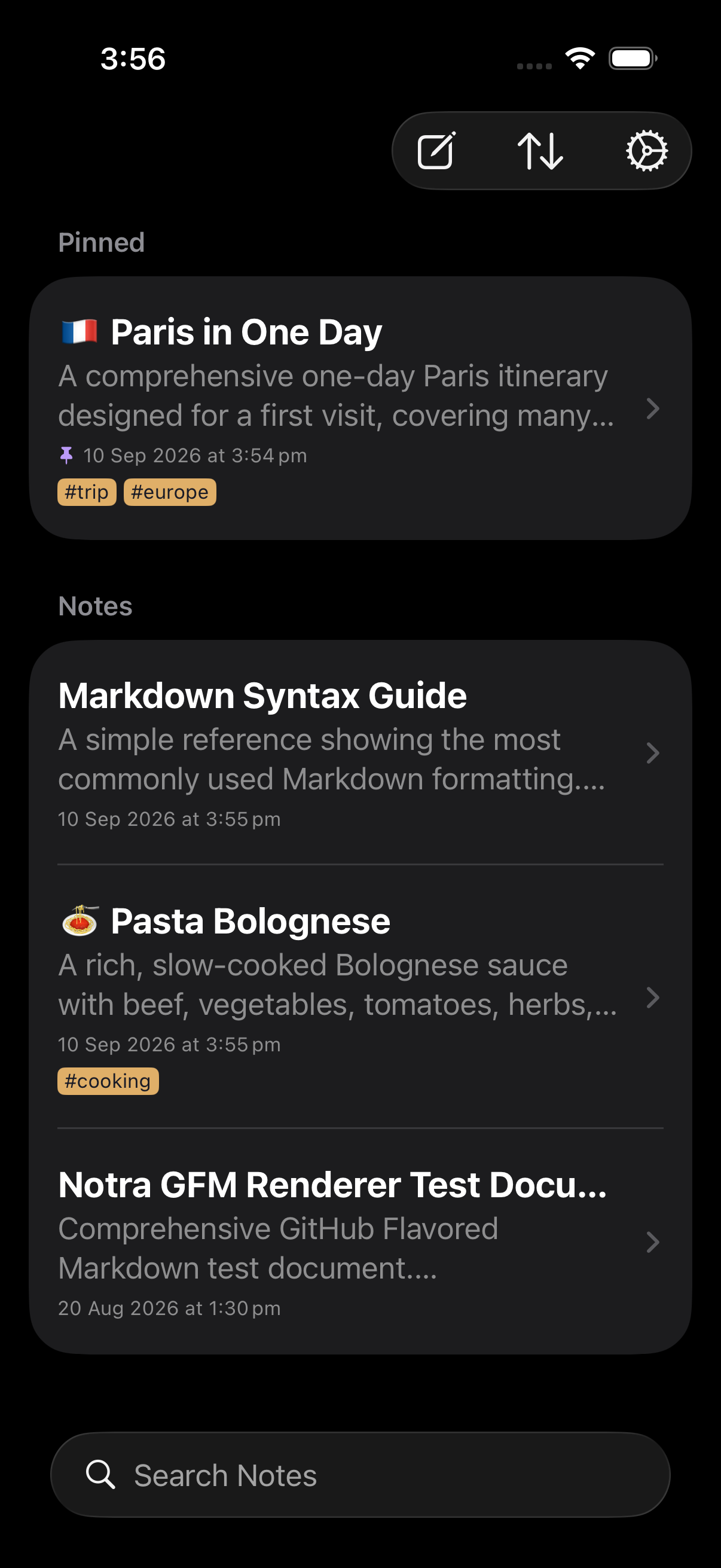 Notra on iPhone